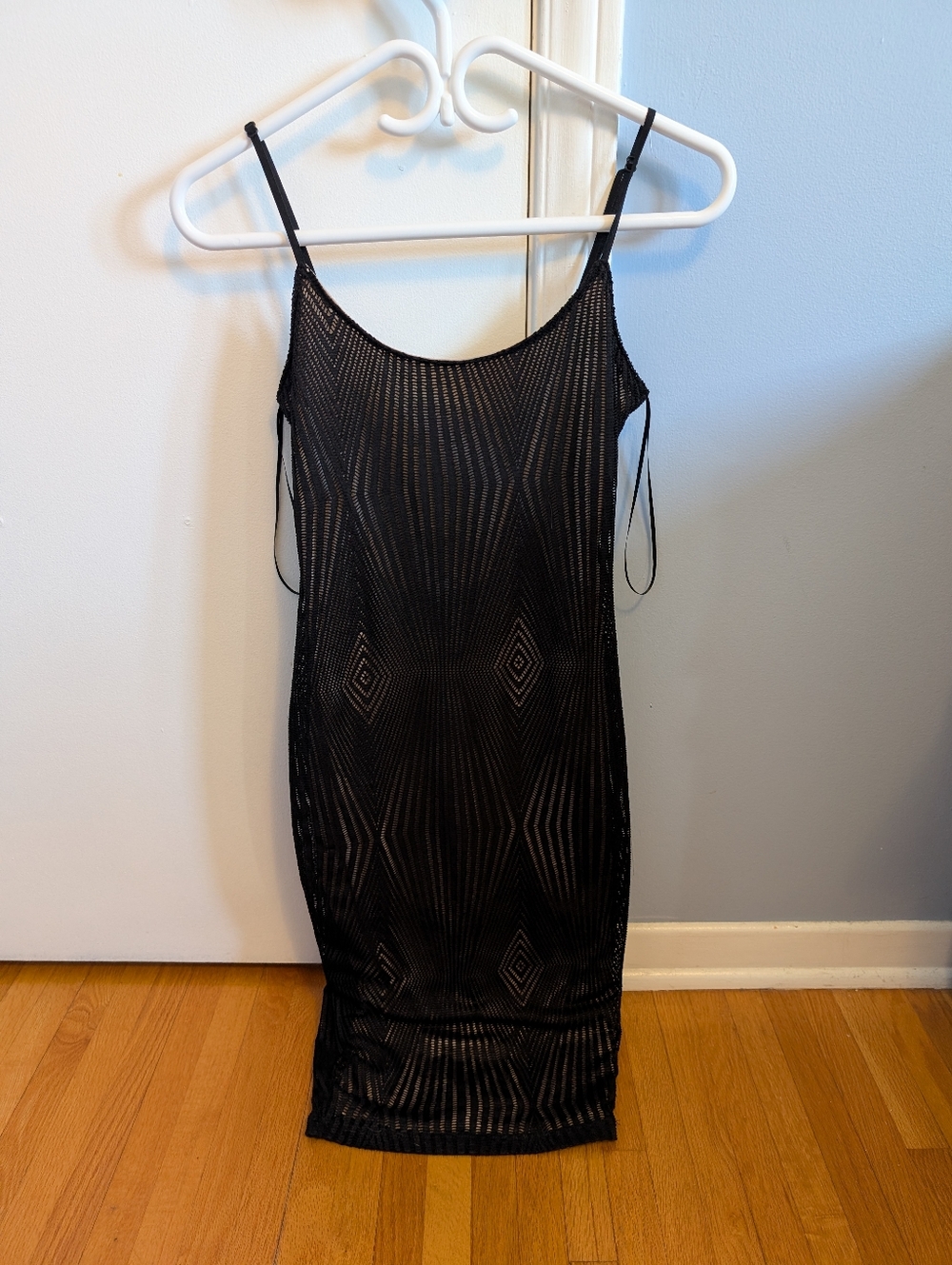 GUESS NWT Lorry Diamond Mesh Bodycon Mini Dress - Black/Nude